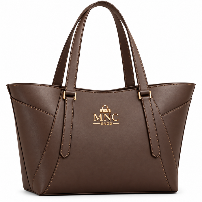 MNC Bags Chocolate Brown Faux Leather Shoulder Tote Bag